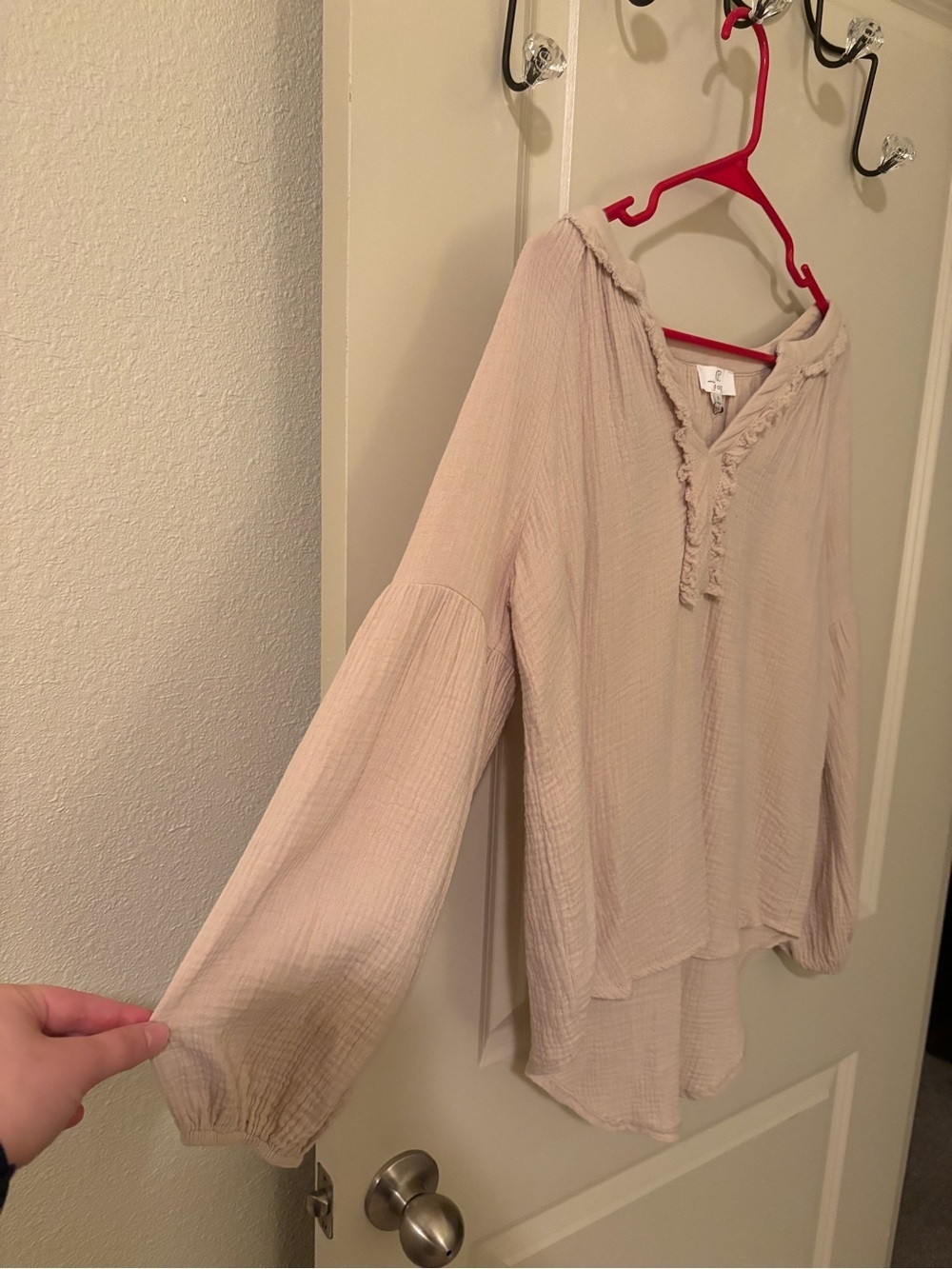 P Cill Crinkled Ruffle Peasant Blouse Small NWOT boho fall festival cotton comfy - Picture 6 of 6